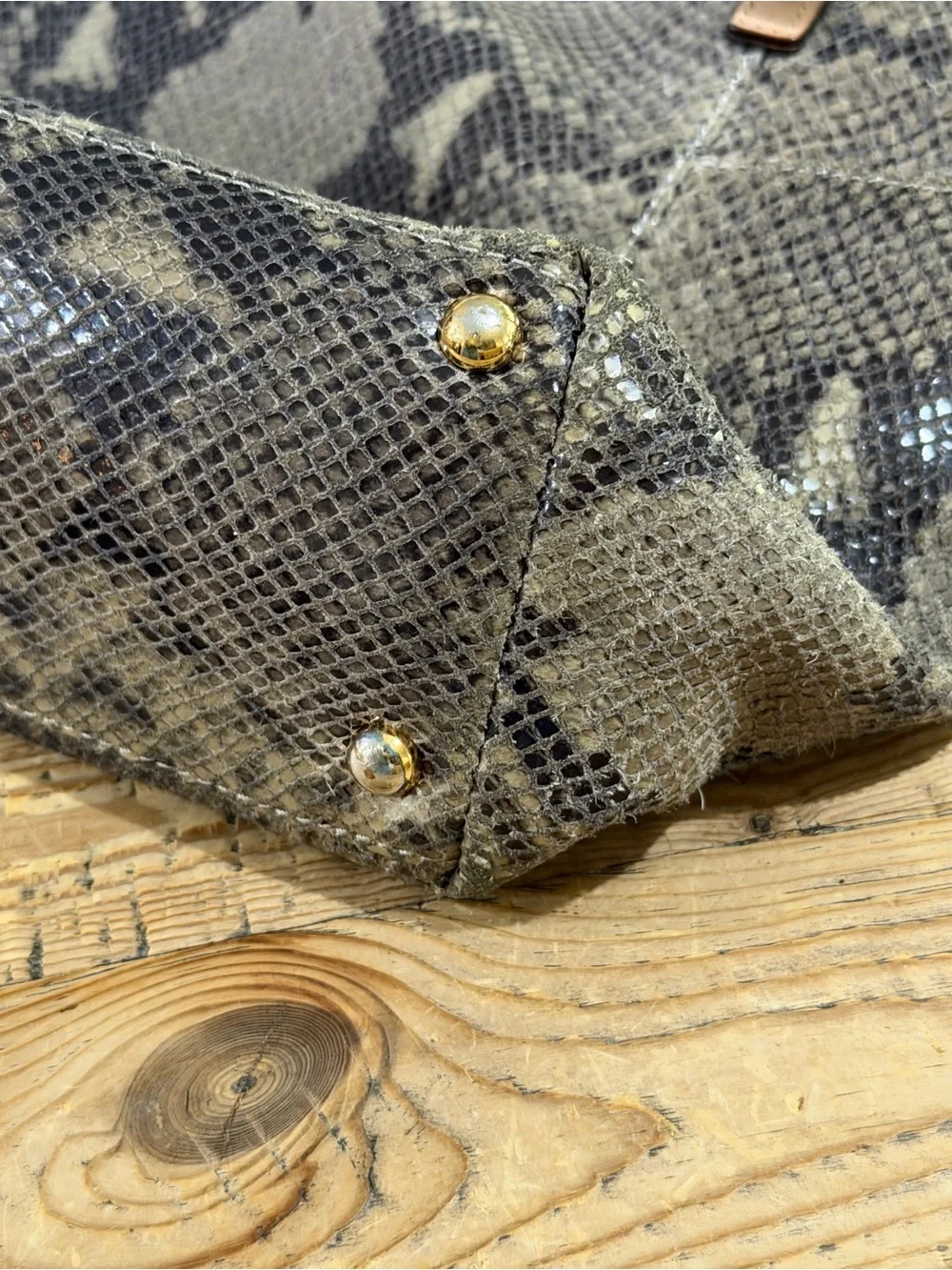 Michael Kors Taupe and Gray Snake-Print Shoulder Tote